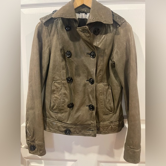 GAP Jackets & Blazers - GAP genuine Leather Double-Breasted Jacket size small women button up